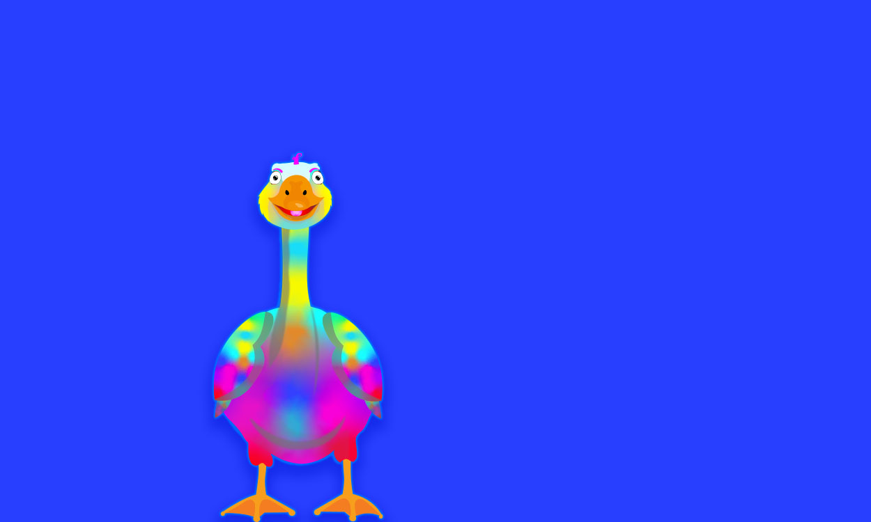 Ambigoose Logo & Branding | on blue background adorable goose colorful fun skincare marketing